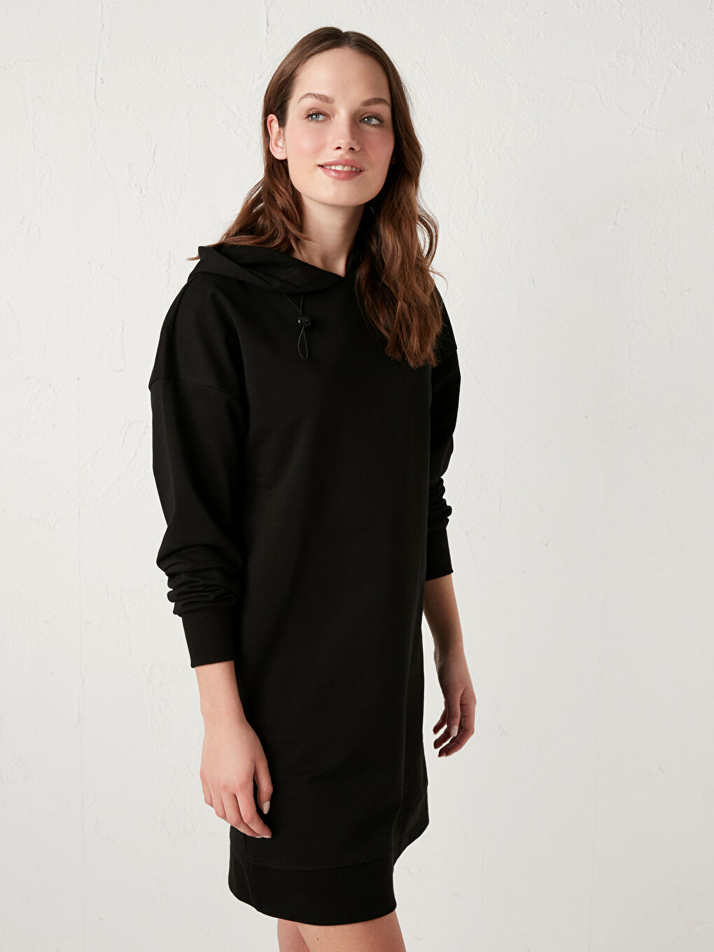 Basic Hooded Sweat Dress-2