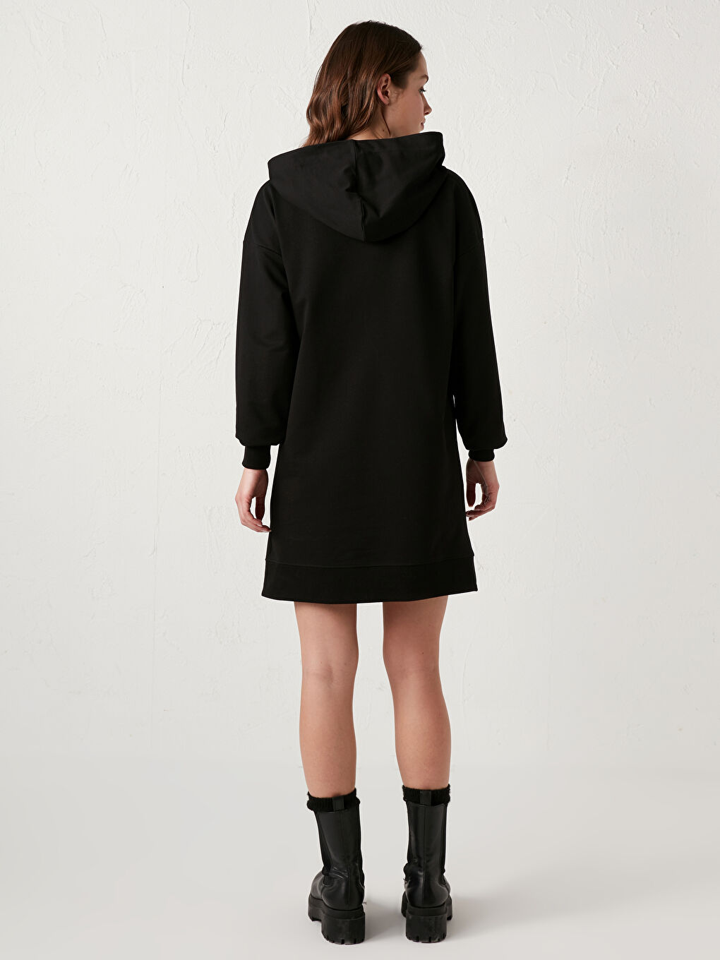 Basic Hooded Sweat Dress-4
