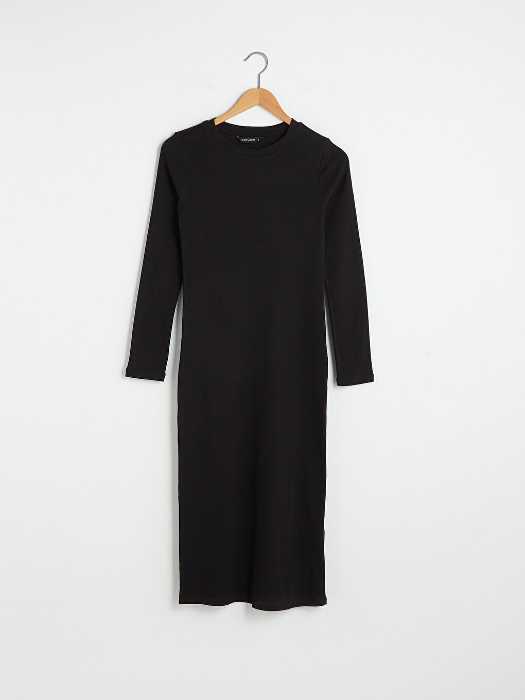 Robe Côtelée à Manches Longues Droite pour Femmes à Col Rond-4