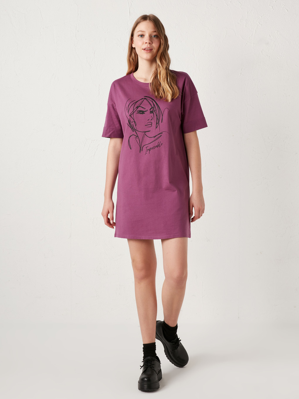 LCW Vision Robe Imprimée En Coton À Manches Courtes Pour Femmes ...