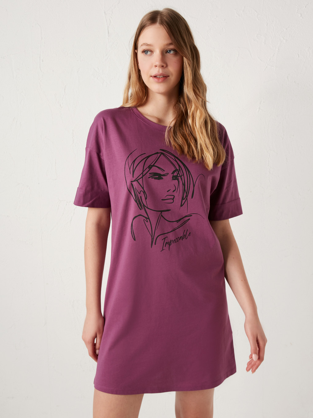 LCW Vision Robe Imprimée En Coton À Manches Courtes Pour Femmes ...