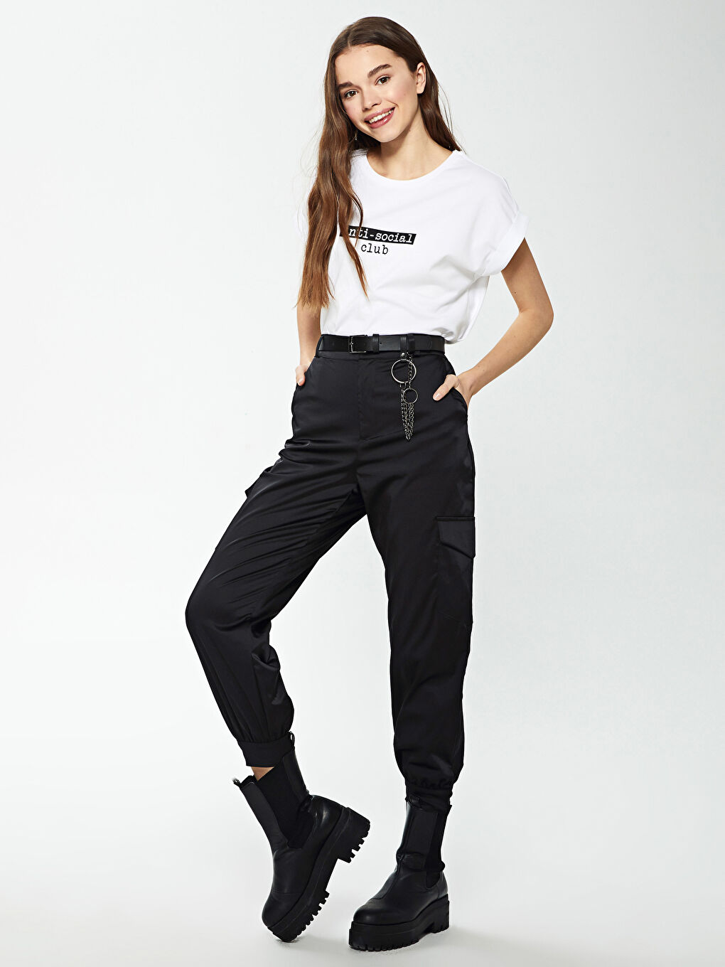 LCW Vision Women's Satin Jogger Trousers With Pocket Detail