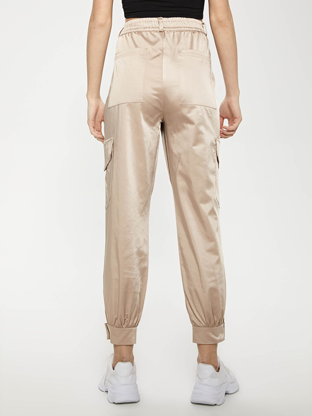 Women's Satin Jogger Trousers With Pocket Detail-10