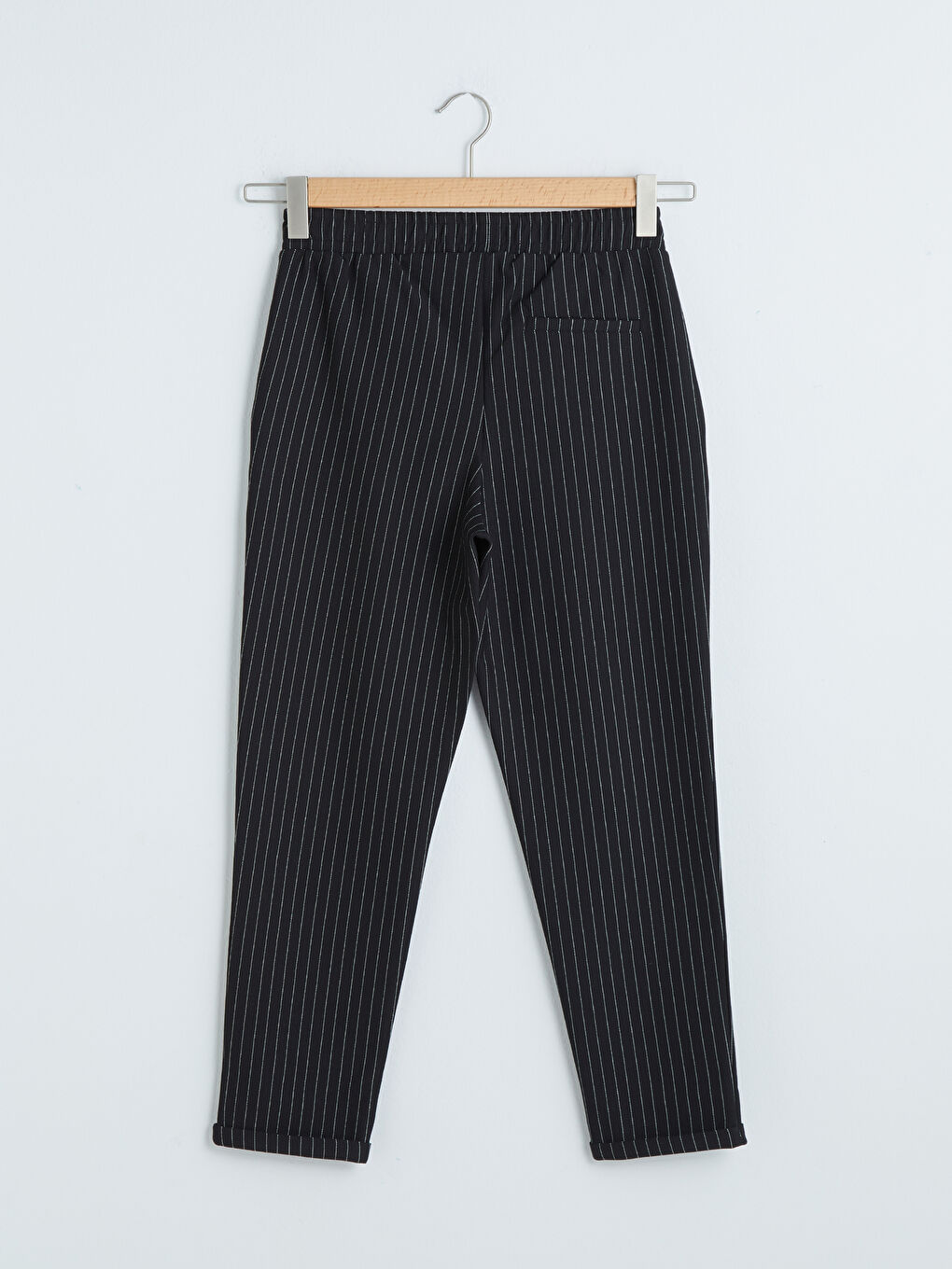 Siyah Beli Lastikli Çizgili  Pantolon-2