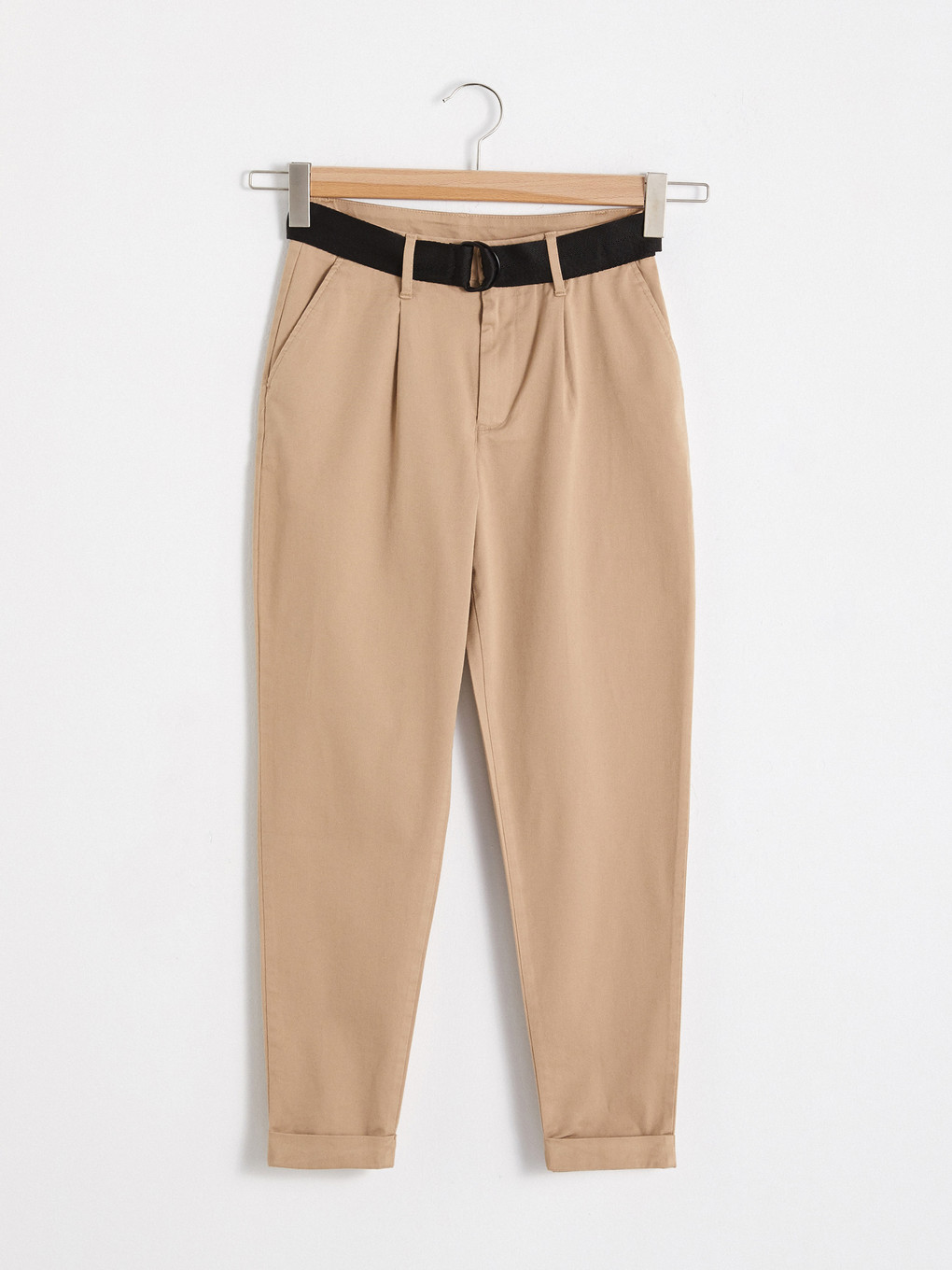 Belted Gabardine Carrot Trousers-5