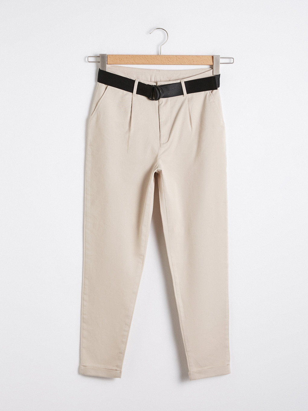 Belted Gabardine Carrot Trousers-5