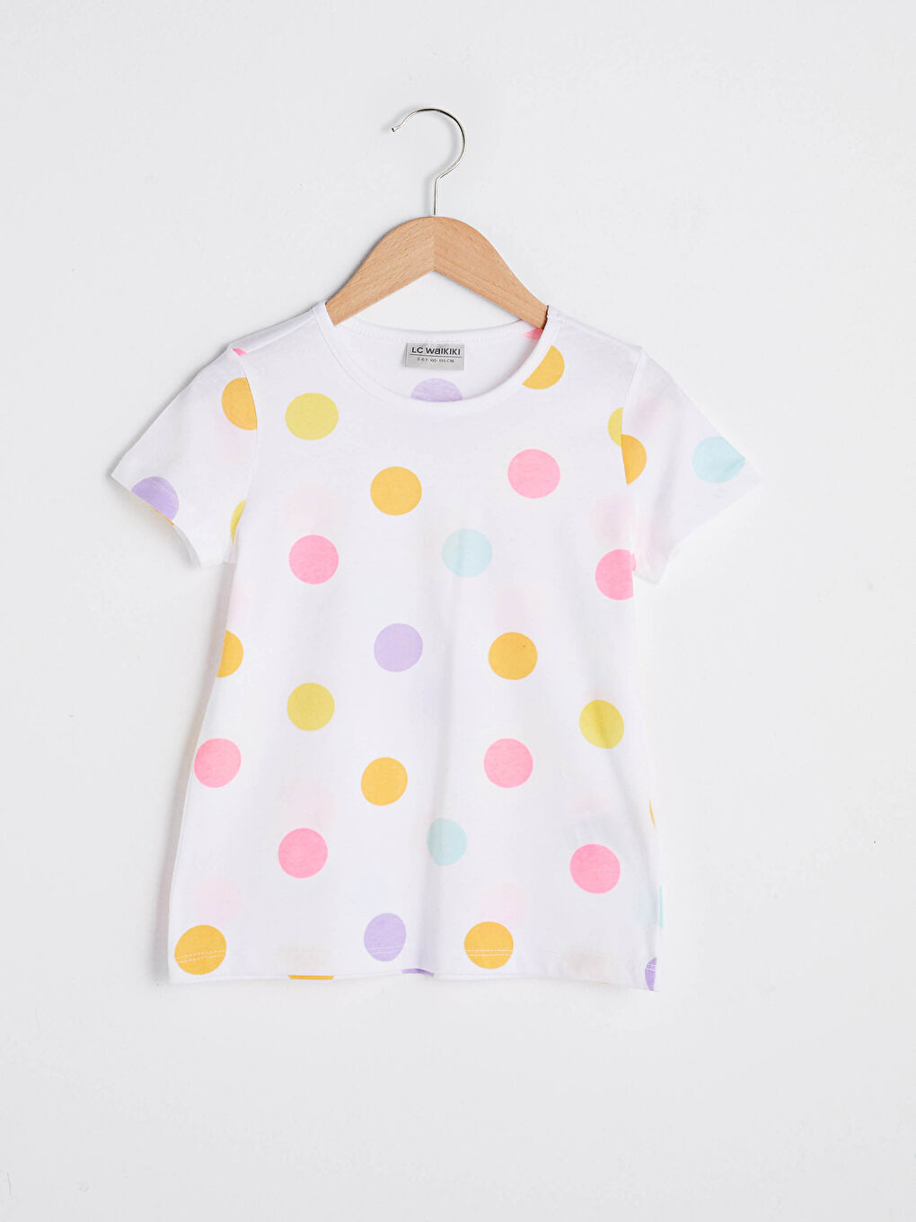 Футболка Для девочек с круглым вырезом, в горошек, с коротким рукавом