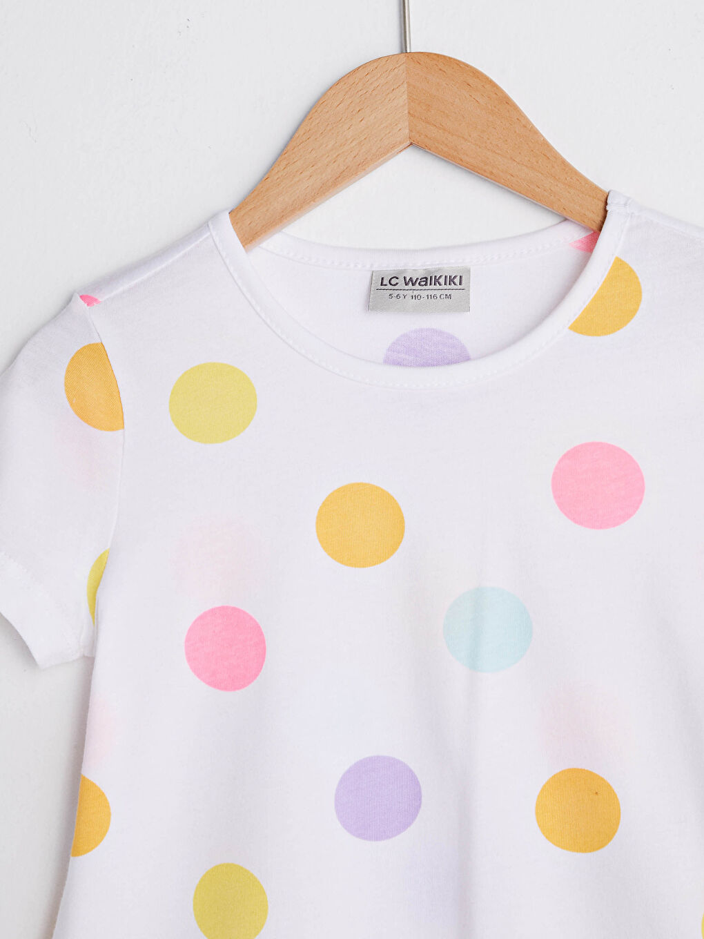 Футболка Для девочек с круглым вырезом, в горошек, с коротким рукавом-2