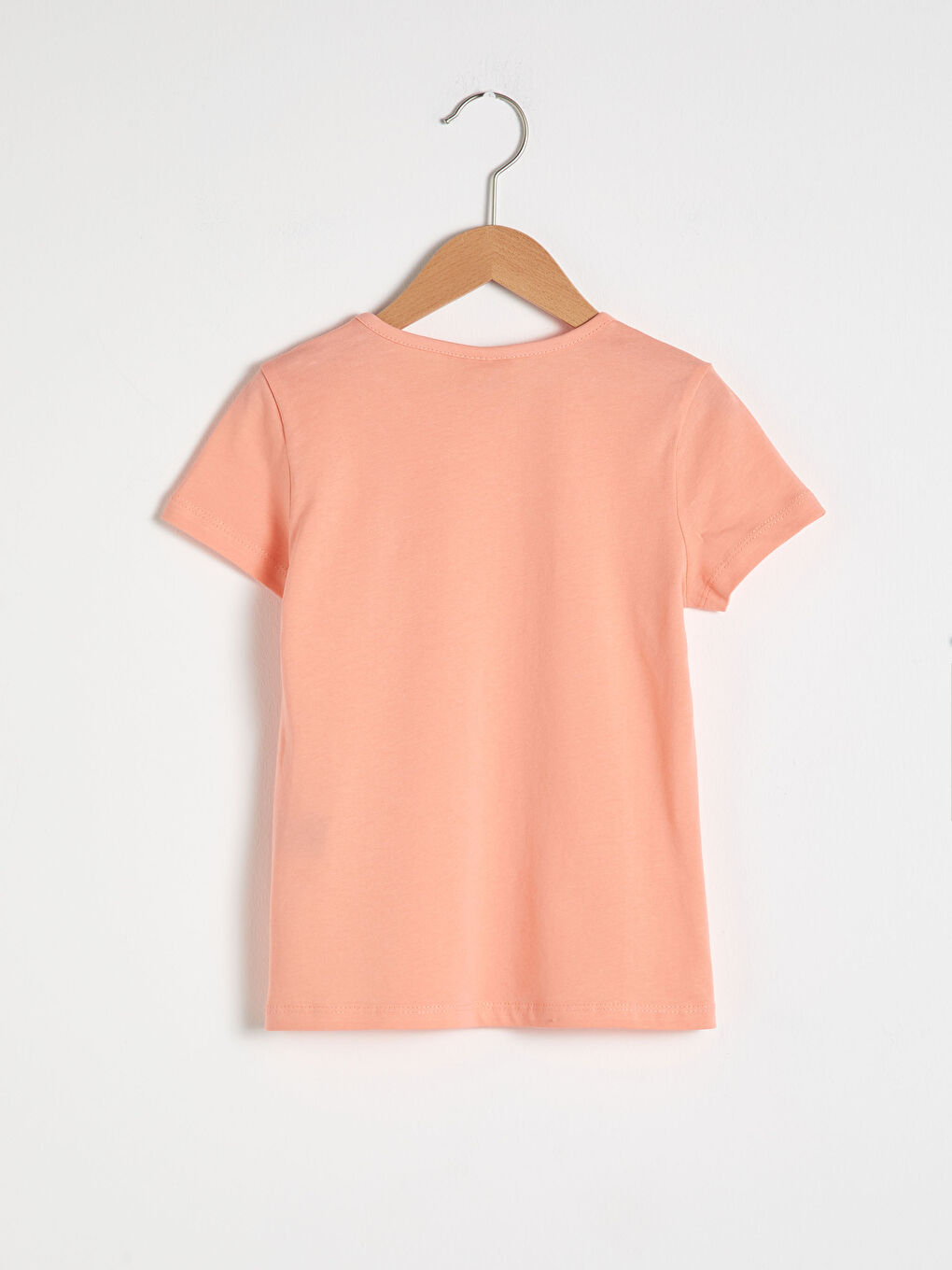 Mercan Bisiklet Yaka Baskılı Kısa Kollu Kız Çocuk Tişört-1