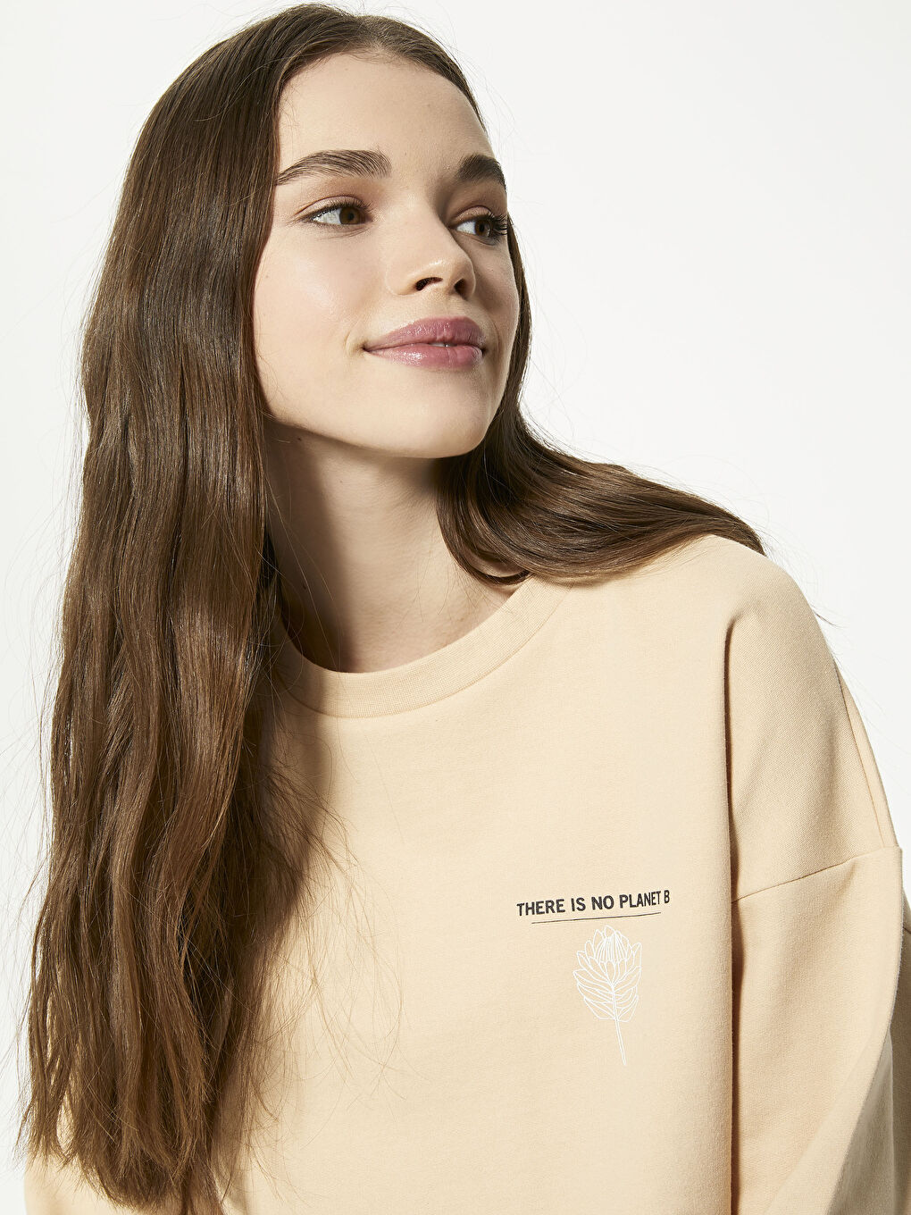 Sweat-shirt à manches longues imprimé avec slogan et col rond pour Femmes-3