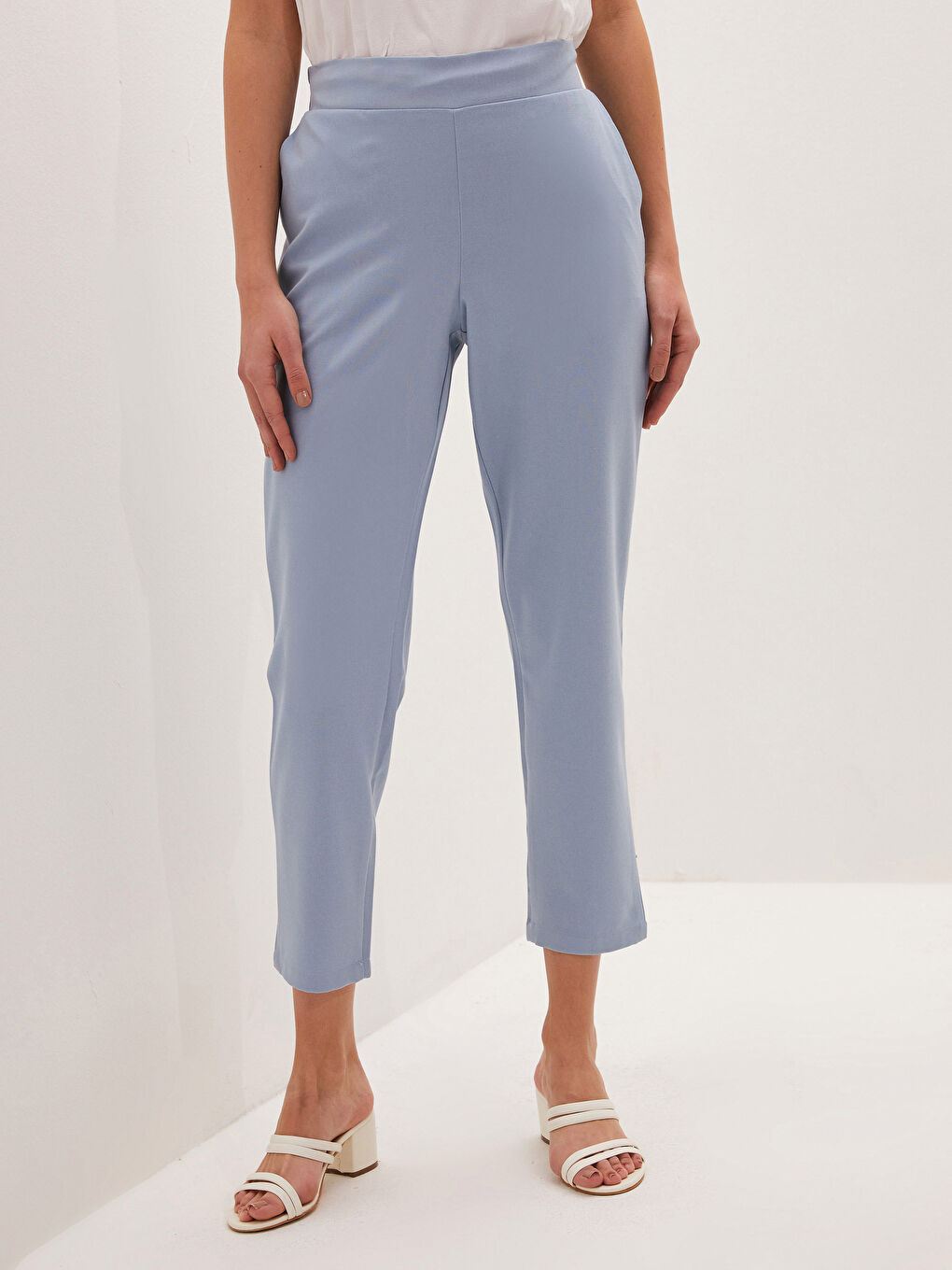 Elastic Waist Ankle Length Trousers-1