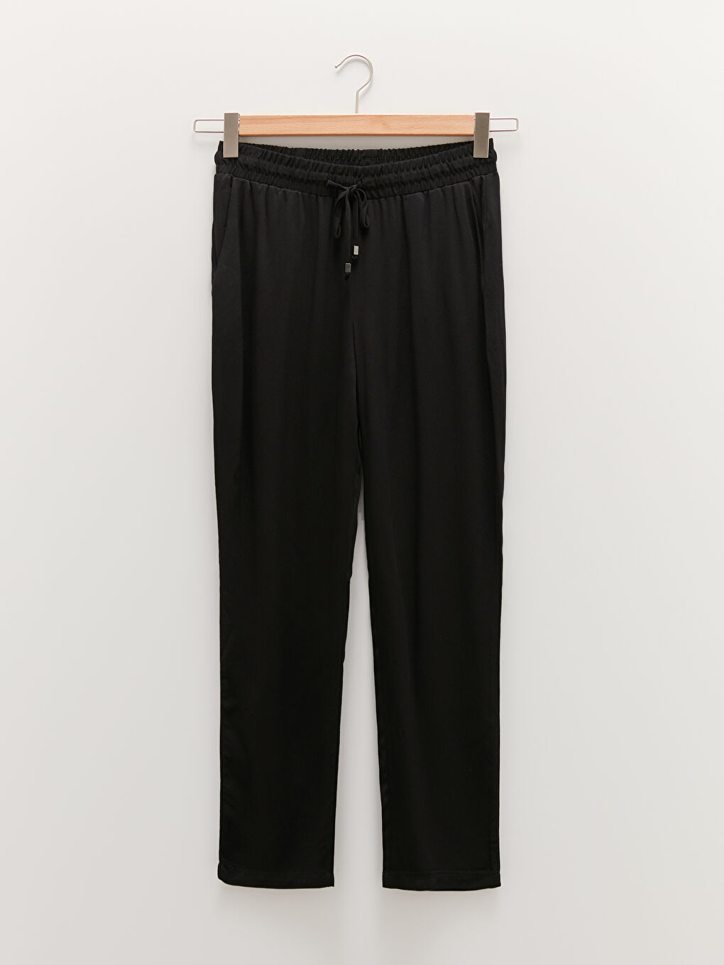 Siyah Beli Lastikli Cep Detaylı Belmando Kumaş Kadın Pantolon-5