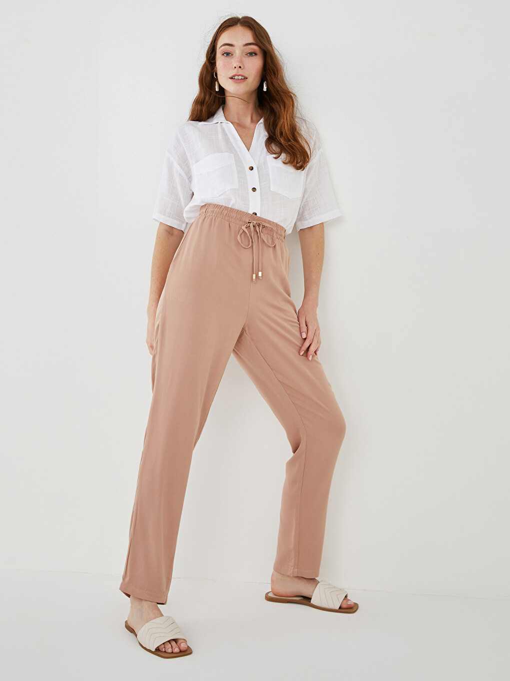 Pantalone za Žene od Belmando Materijala sa Elastičnim Strukem i Džepovima