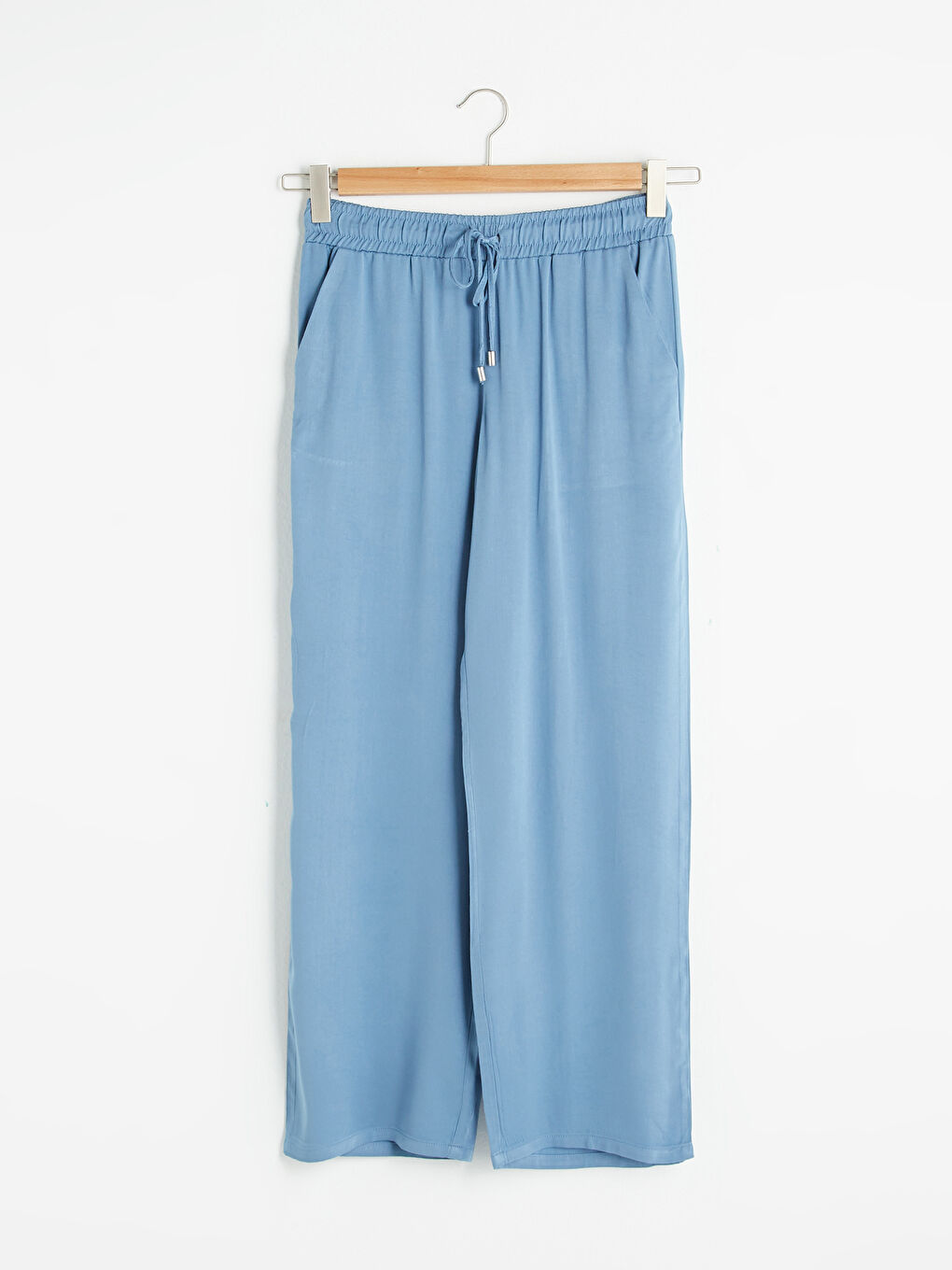 Elastic Waist Wide Leg Belmando Fabric Women's Trousers-4