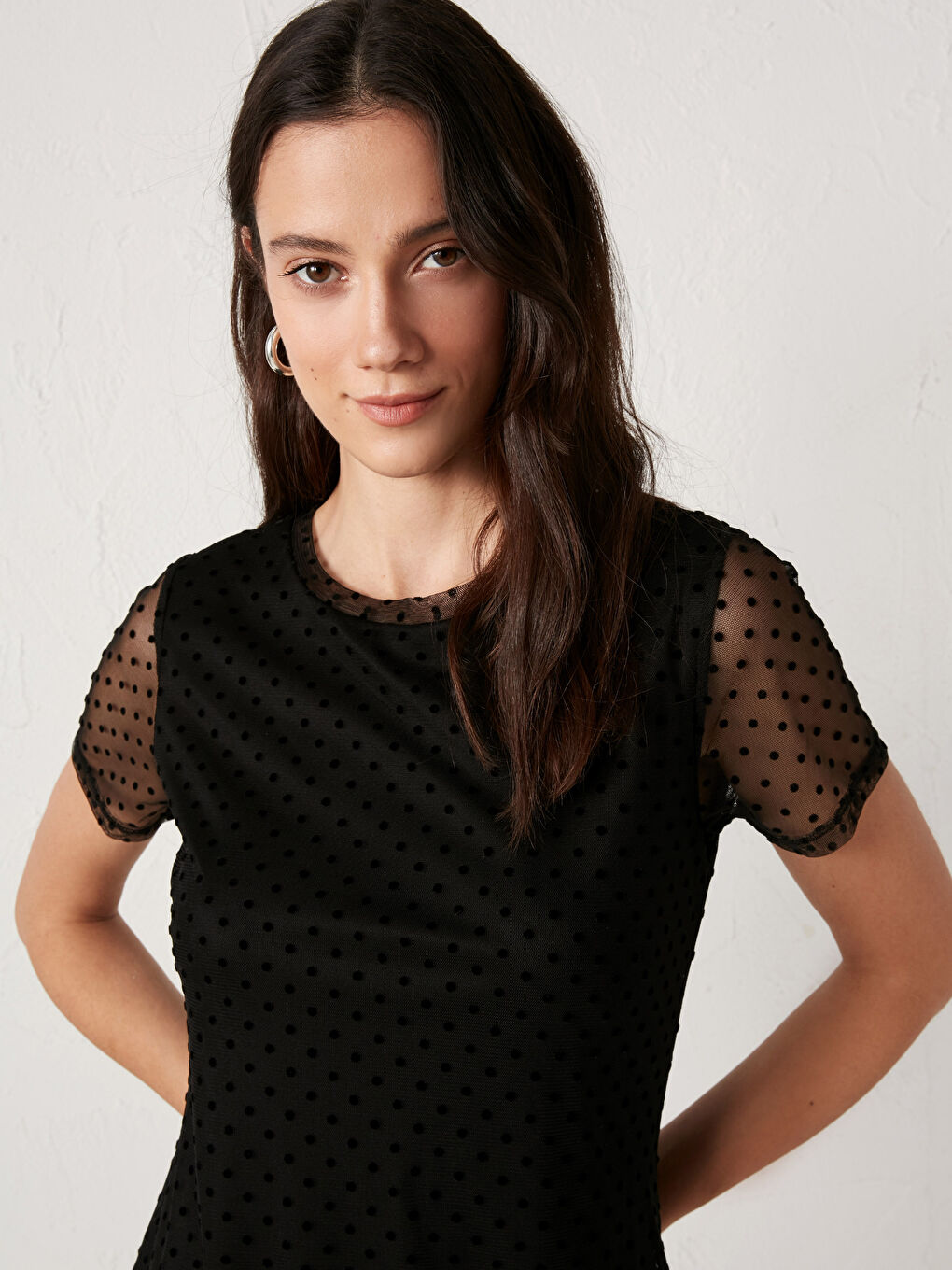 Siyah Puantiyeli Kısa Tül Elbise-2