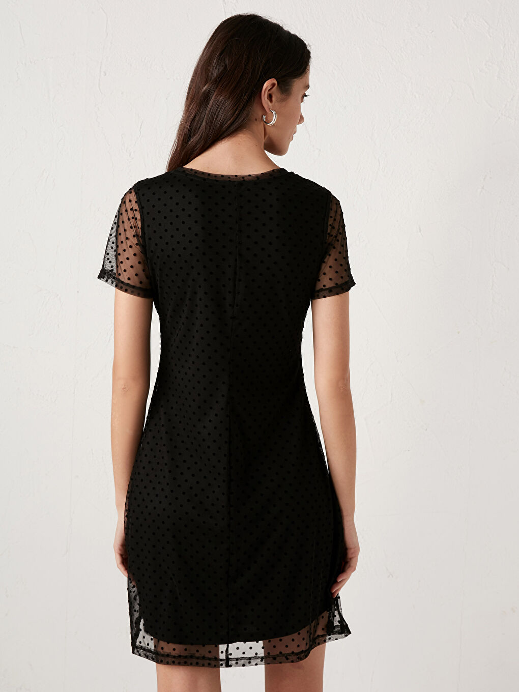Siyah Puantiyeli Kısa Tül Elbise-3