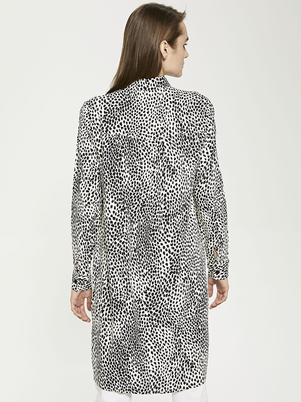 Patterned Long Sleeve Viscose Women's Shirt Tunic-4