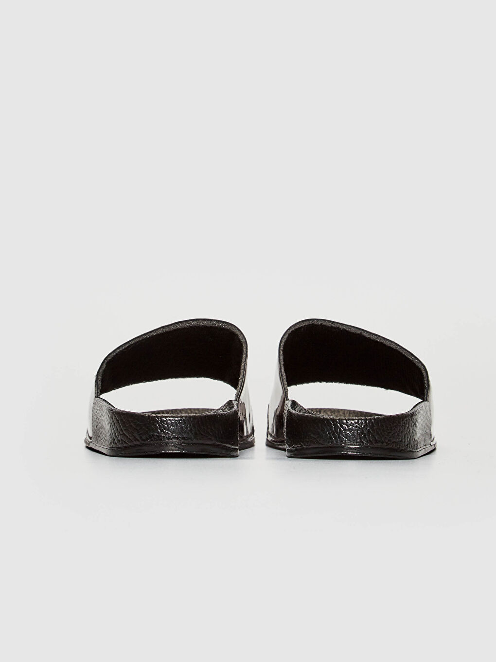 Siyah Slogan Baskılı Tek Bantlı Kadın Terlik-4