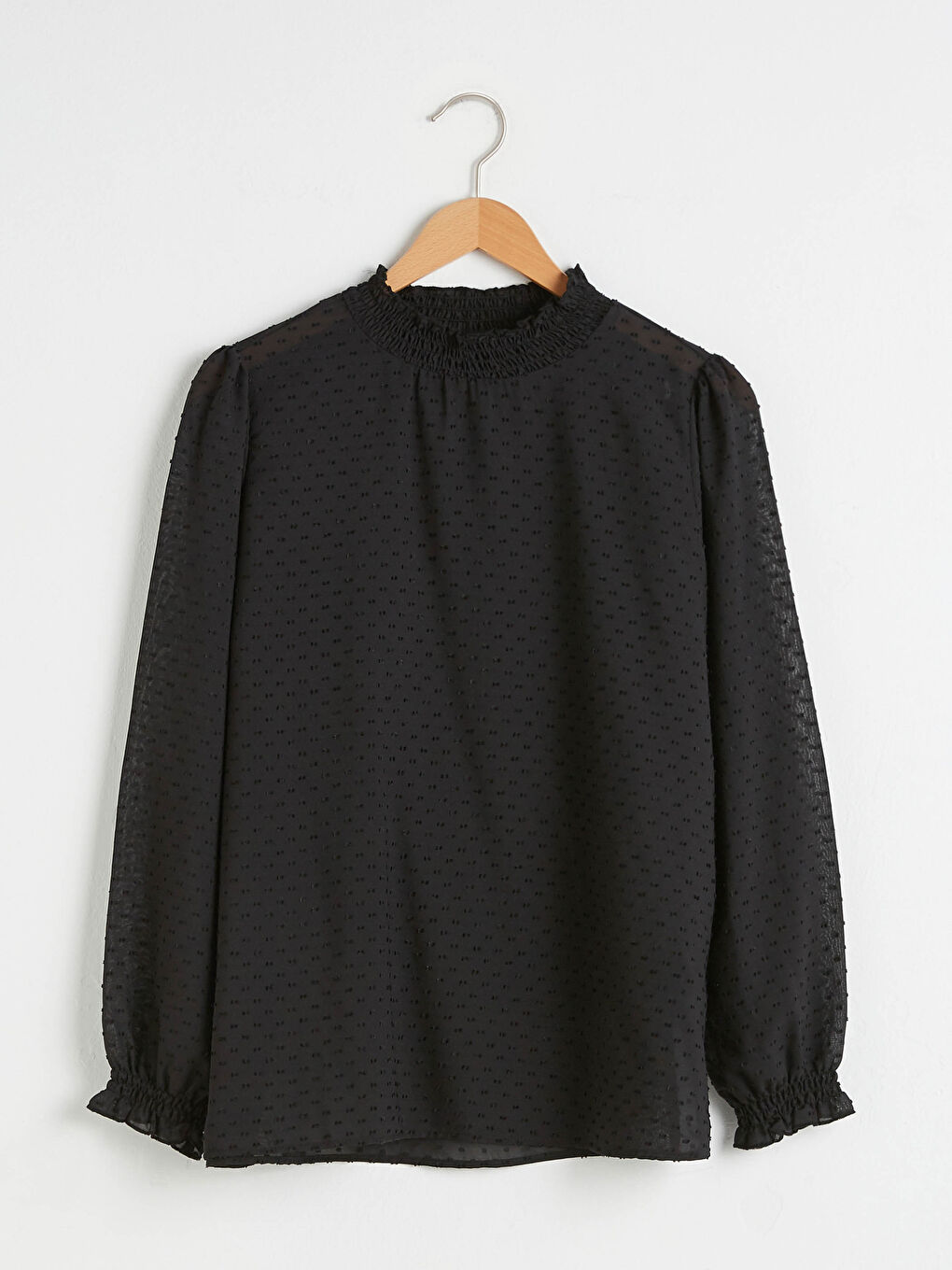 Grandad Collar Patterned Chiffon Blouse-6