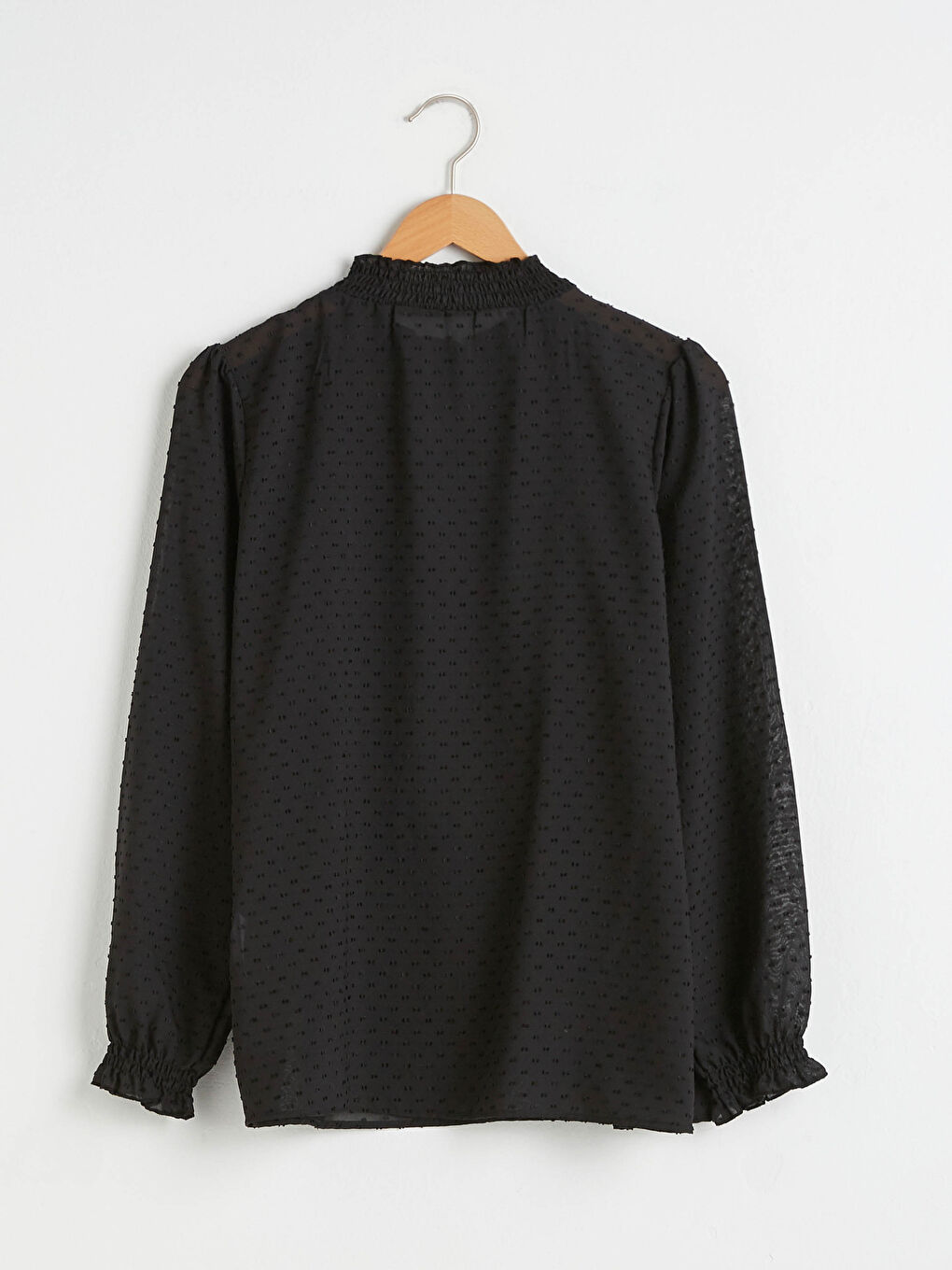 Grandad Collar Patterned Chiffon Blouse-7