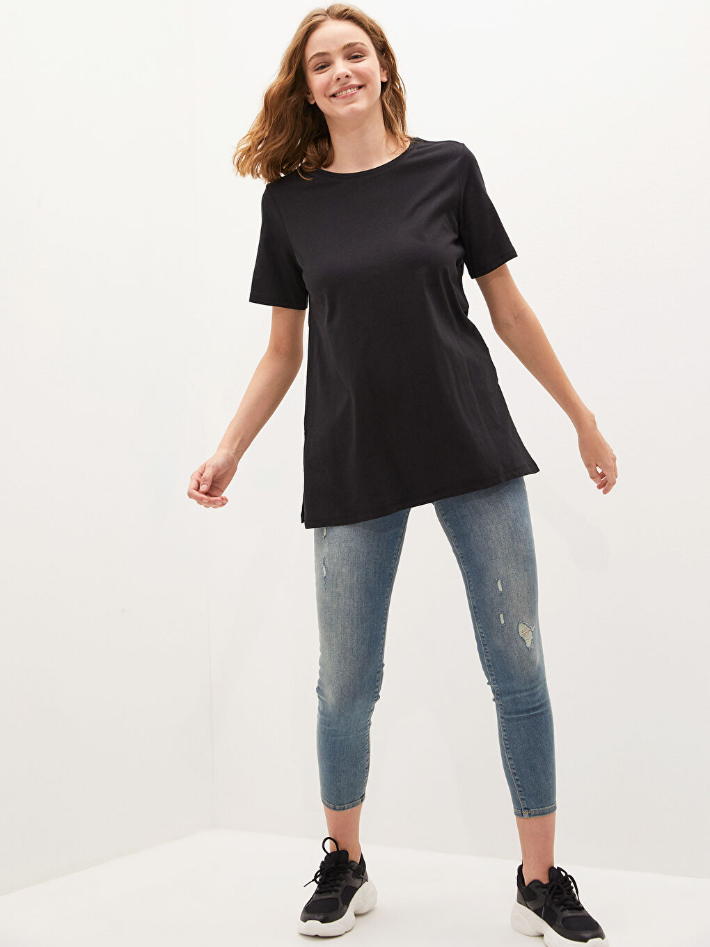 T-shirt Basique en Coton à Col Rond-2