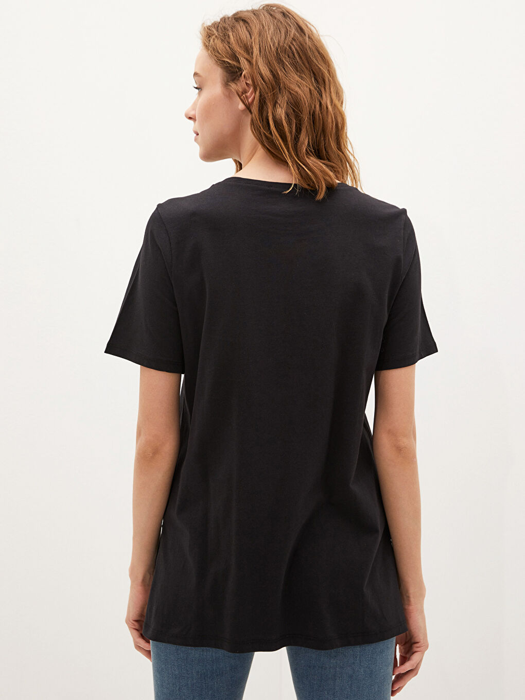 T-shirt Basique en Coton à Col Rond-3