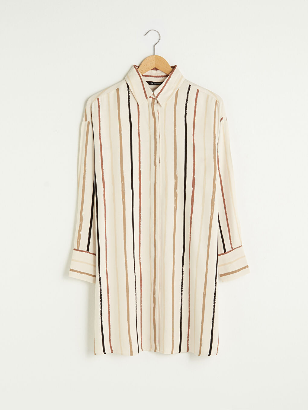 Striped Long Sleeve Oversize Belmando Women's Shirt Tunic-5