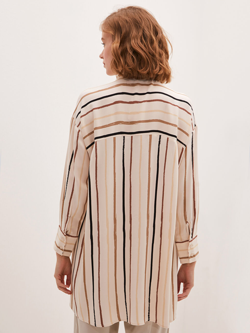 Striped Long Sleeve Oversize Belmando Women's Shirt Tunic-3