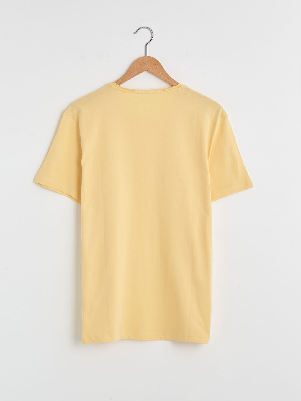 Sarı Bisiklet Yaka Basic Penye Tişört-6