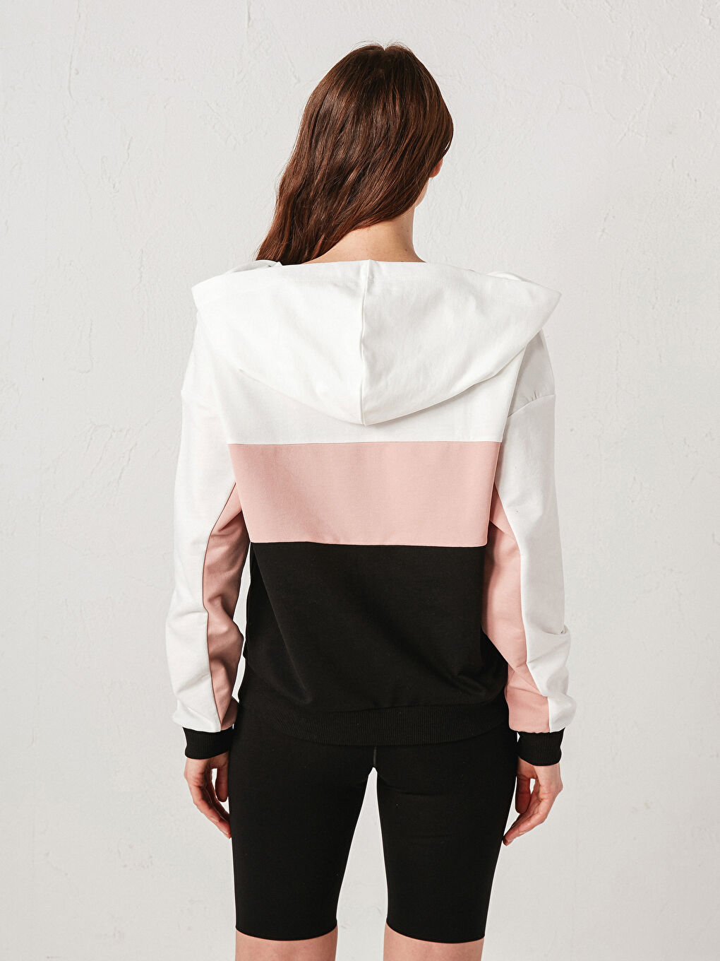 Sweat zippé à capuche Bloc de couleurs pour Femmes-4