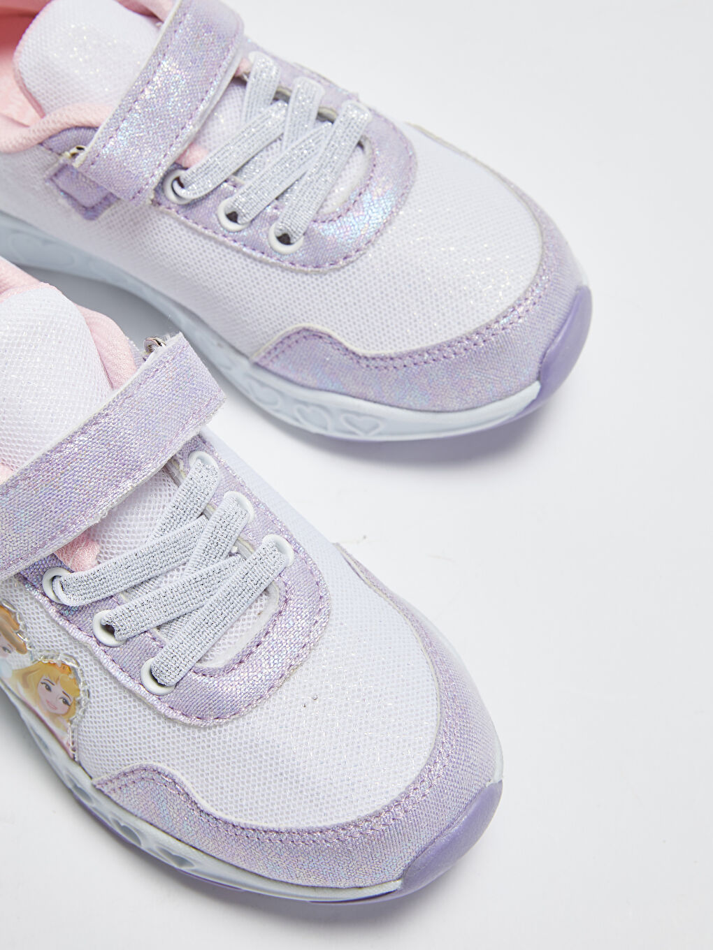 Beyaz Prenses Lisanslı Işıklı Cırt Cırtlı Kız Çocuk Aktif Spor Ayakkabı-5