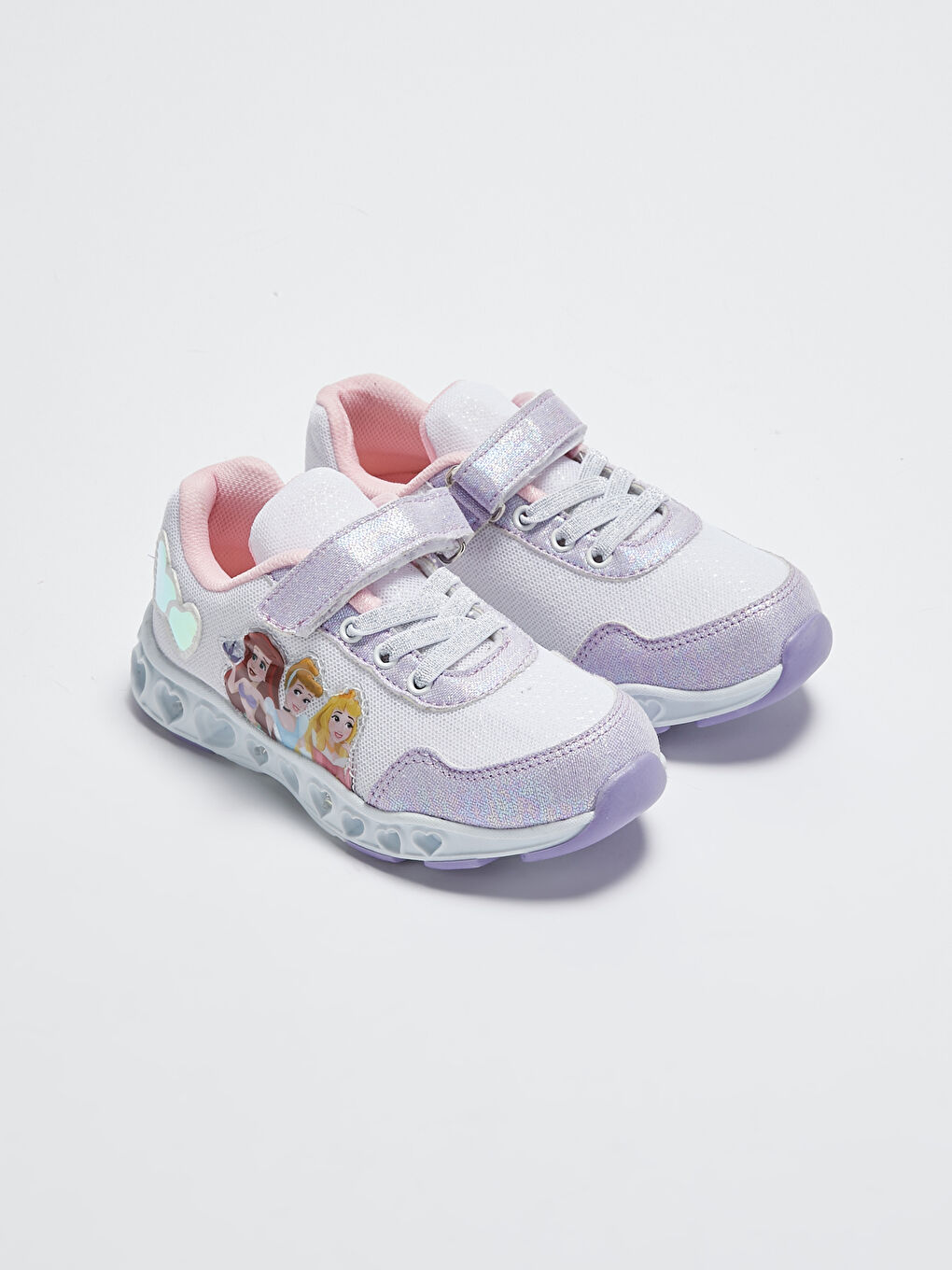 Beyaz Prenses Lisanslı Işıklı Cırt Cırtlı Kız Çocuk Aktif Spor Ayakkabı-1