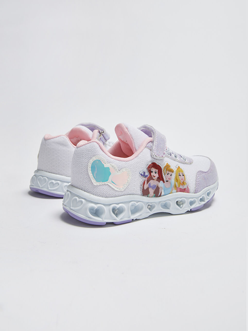 Beyaz Prenses Lisanslı Işıklı Cırt Cırtlı Kız Çocuk Aktif Spor Ayakkabı-4