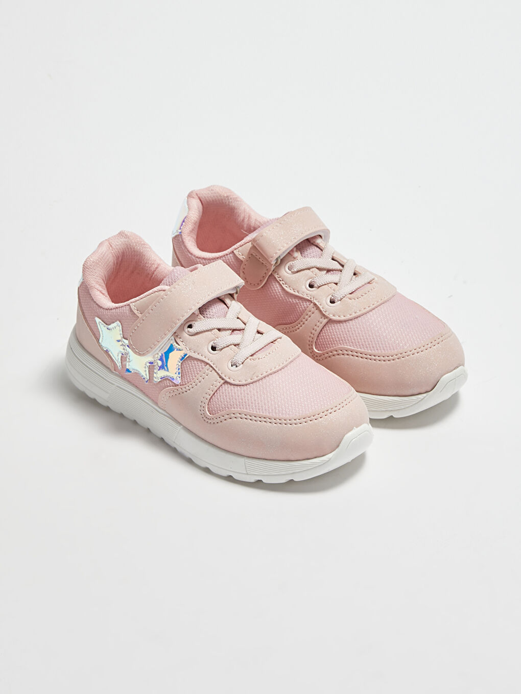 Pembe File Detaylı Cırt Cırtlı Kız Çocuk Spor Ayakkabı