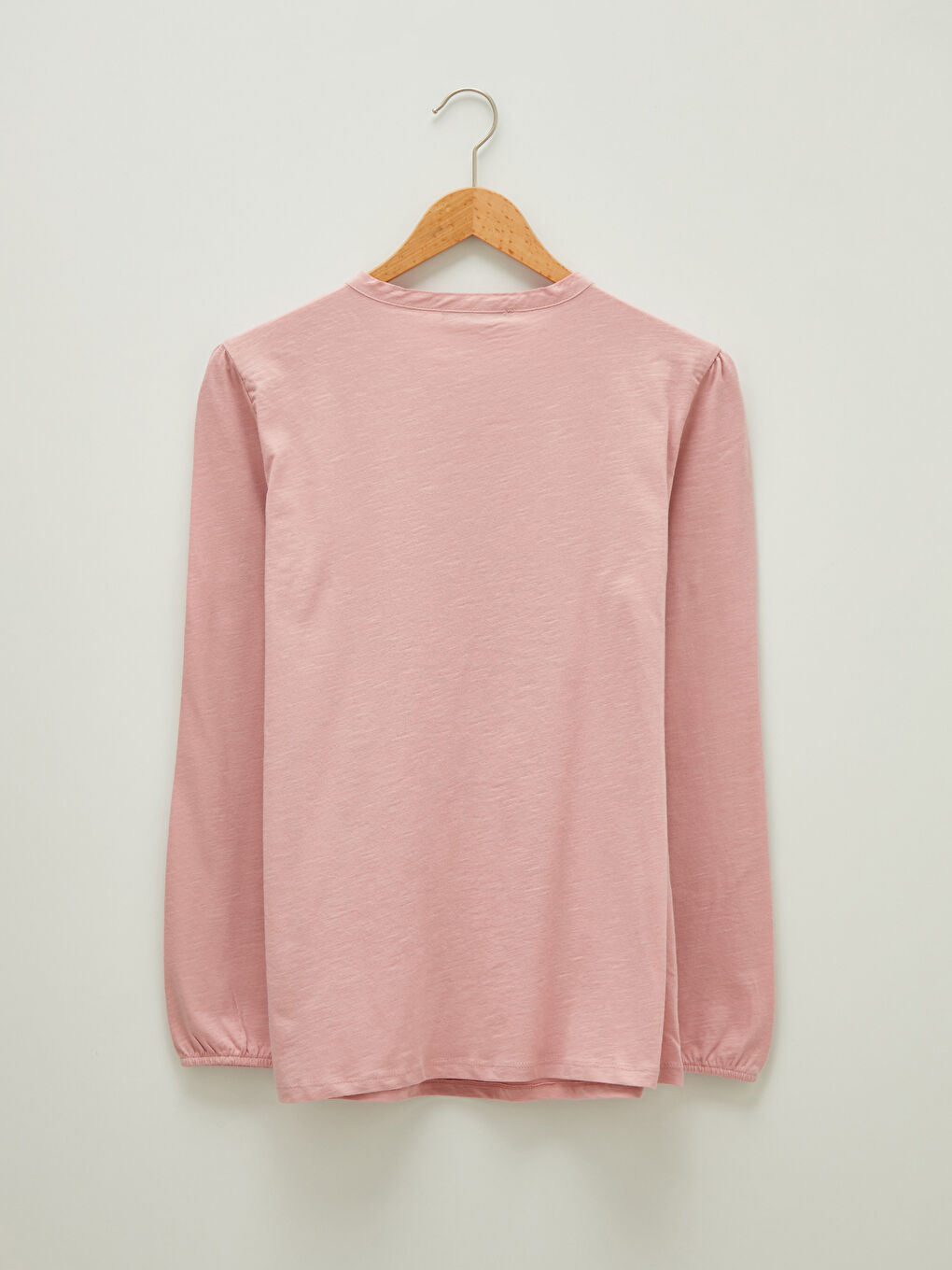 Pembe Bisiklet Yaka Düğme Detaylı Nakışlı Kadın Bluz-6