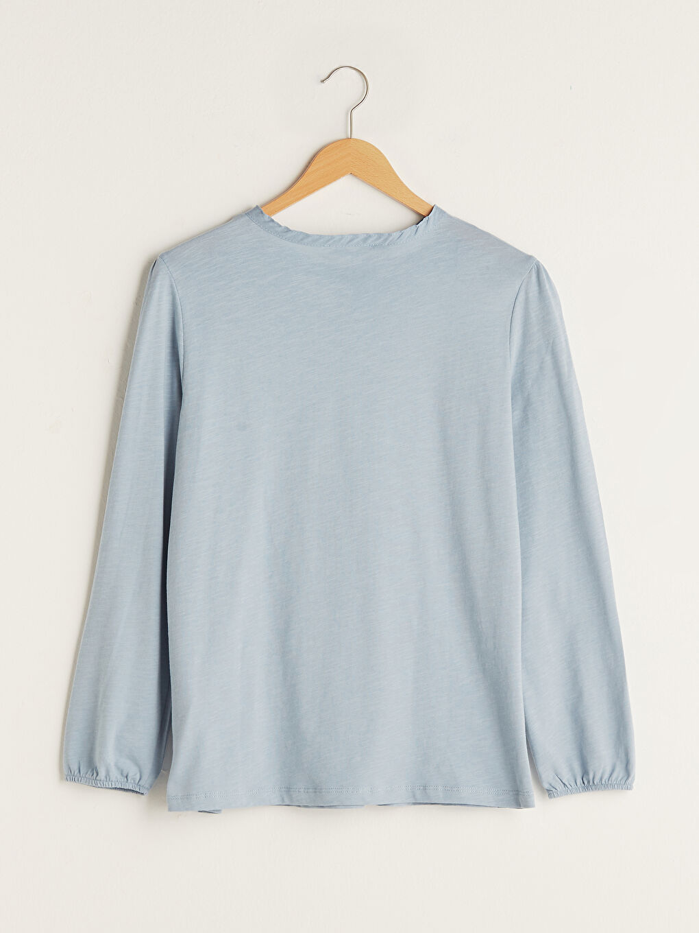 Crew Neck Button Detailed Embroidered Women's Blouse-6