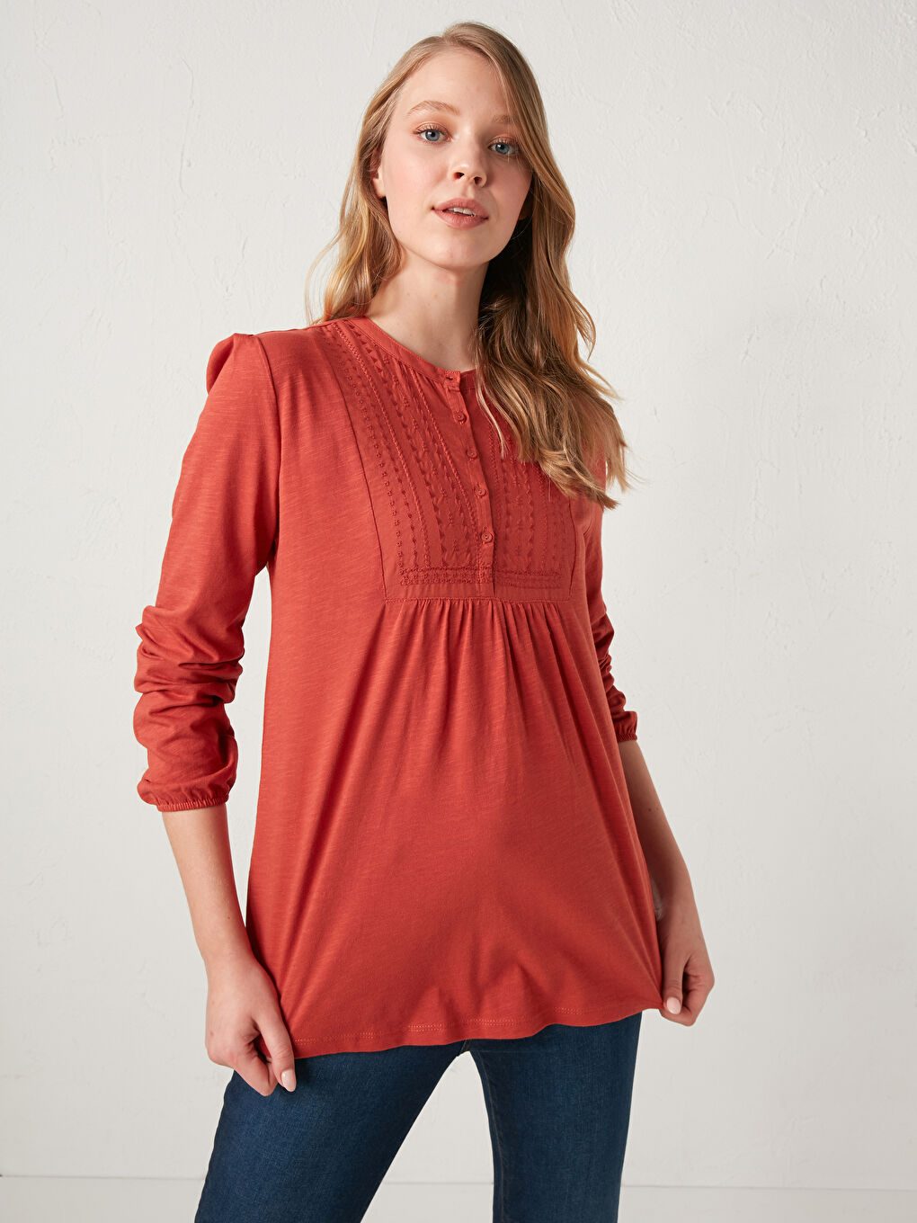 miiページ　lig. グレー LCW Grace Bisiklet Yaka Düğme Detaylı Nakışlı Bluz -S1BY23Z8-GZH | LCW