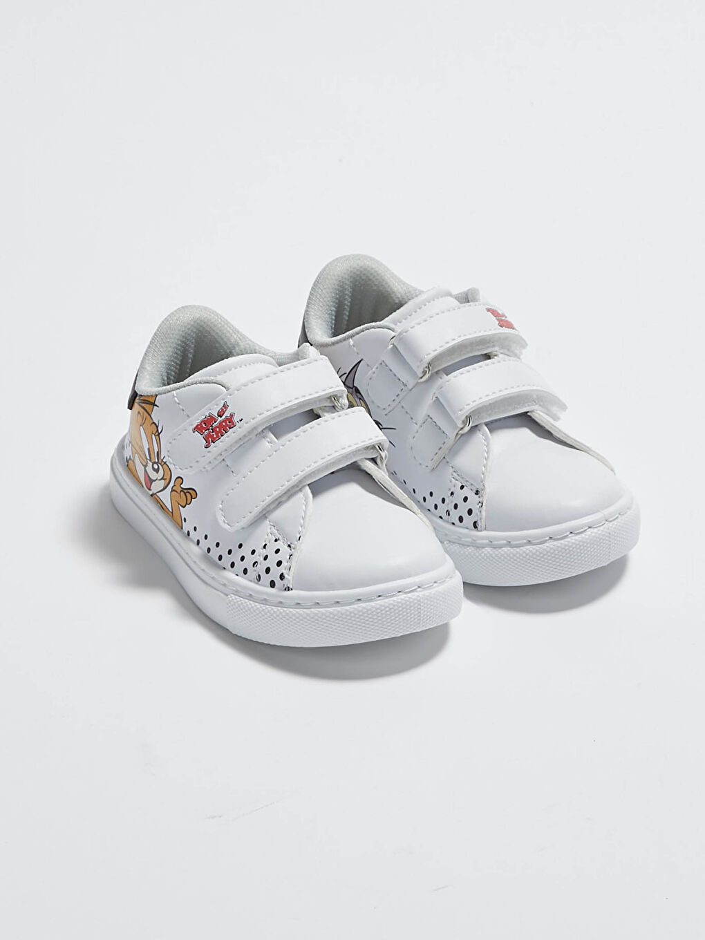Beyaz Erkek Bebek Tom ve Jerry Lisanslı Polyester Astarlı Günlük Spor Ayakkabı