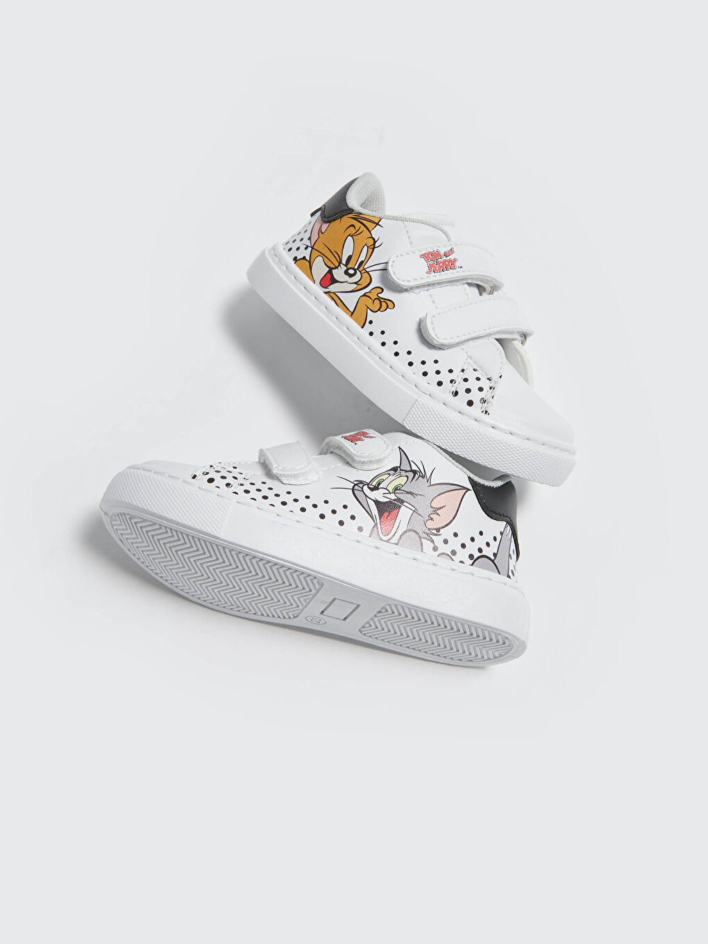 Beyaz Erkek Bebek Tom ve Jerry Lisanslı Polyester Astarlı Günlük Spor Ayakkabı-3