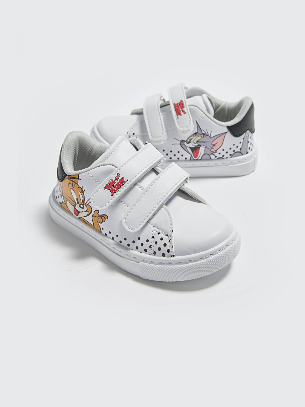 Beyaz Erkek Bebek Tom ve Jerry Lisanslı Polyester Astarlı Günlük Spor Ayakkabı-4
