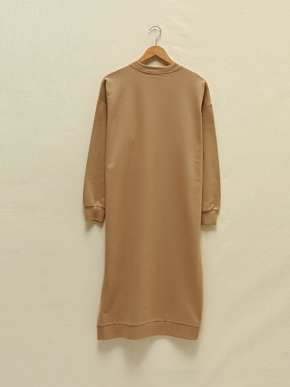 Sarı Bisiklet Yaka Düz Uzun Kollu Kadın Sweatshirt Tunik-6