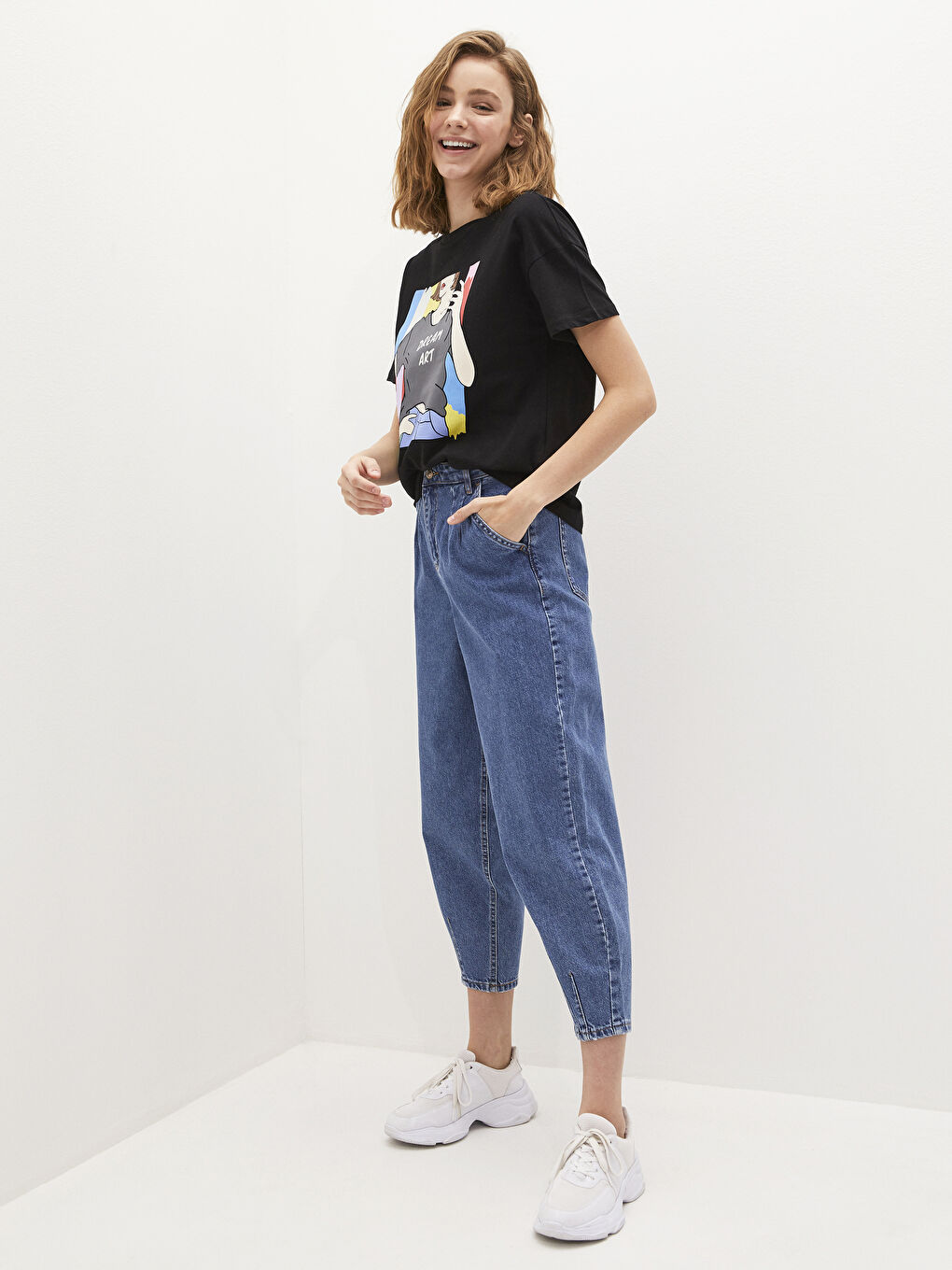 Джинсы с высокой талией, мешковатым кроем, длиной до щиколотки, прямыми брюками Rodeo для женщин-1