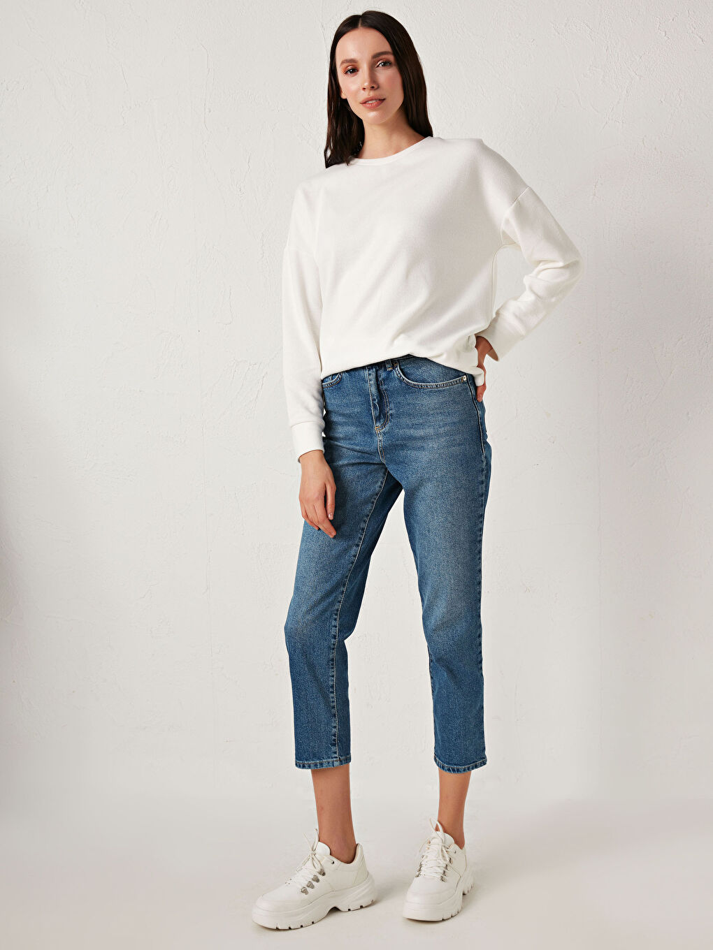 İndigo Yüksek Bel Straight Fit Kadın Rodeo Jean Pantolon