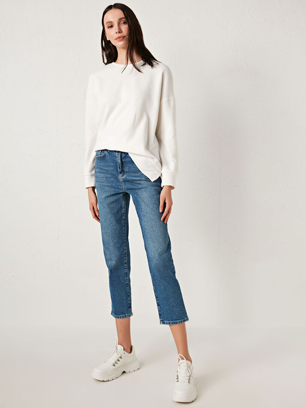 İndigo Yüksek Bel Straight Fit Kadın Rodeo Jean Pantolon-2