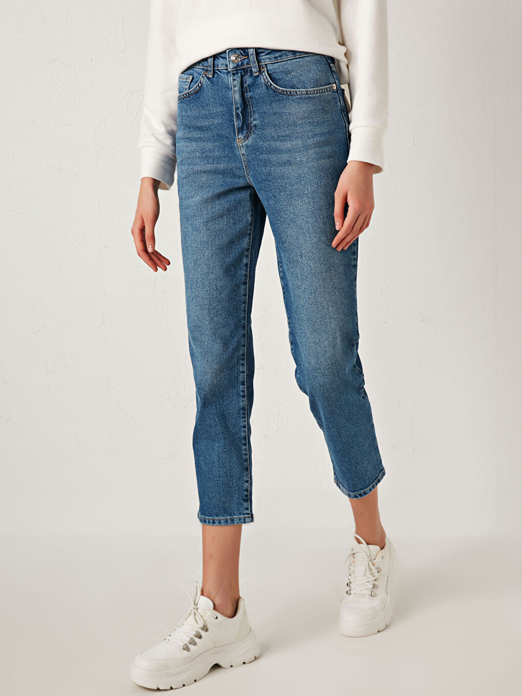 İndigo Yüksek Bel Straight Fit Kadın Rodeo Jean Pantolon-3