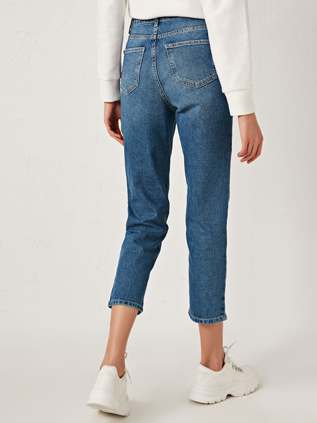 İndigo Yüksek Bel Straight Fit Kadın Rodeo Jean Pantolon-4