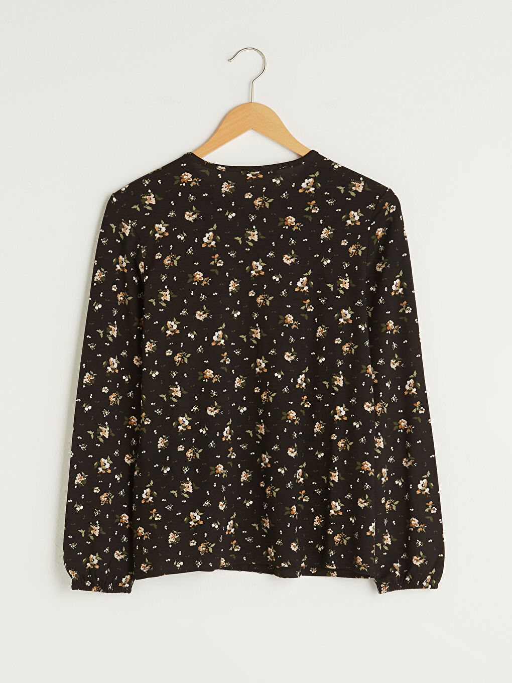 Karışık Bisiklet Yaka Nakış İşlemeli Uzun Kollu Viskon Kadın Bluz-6