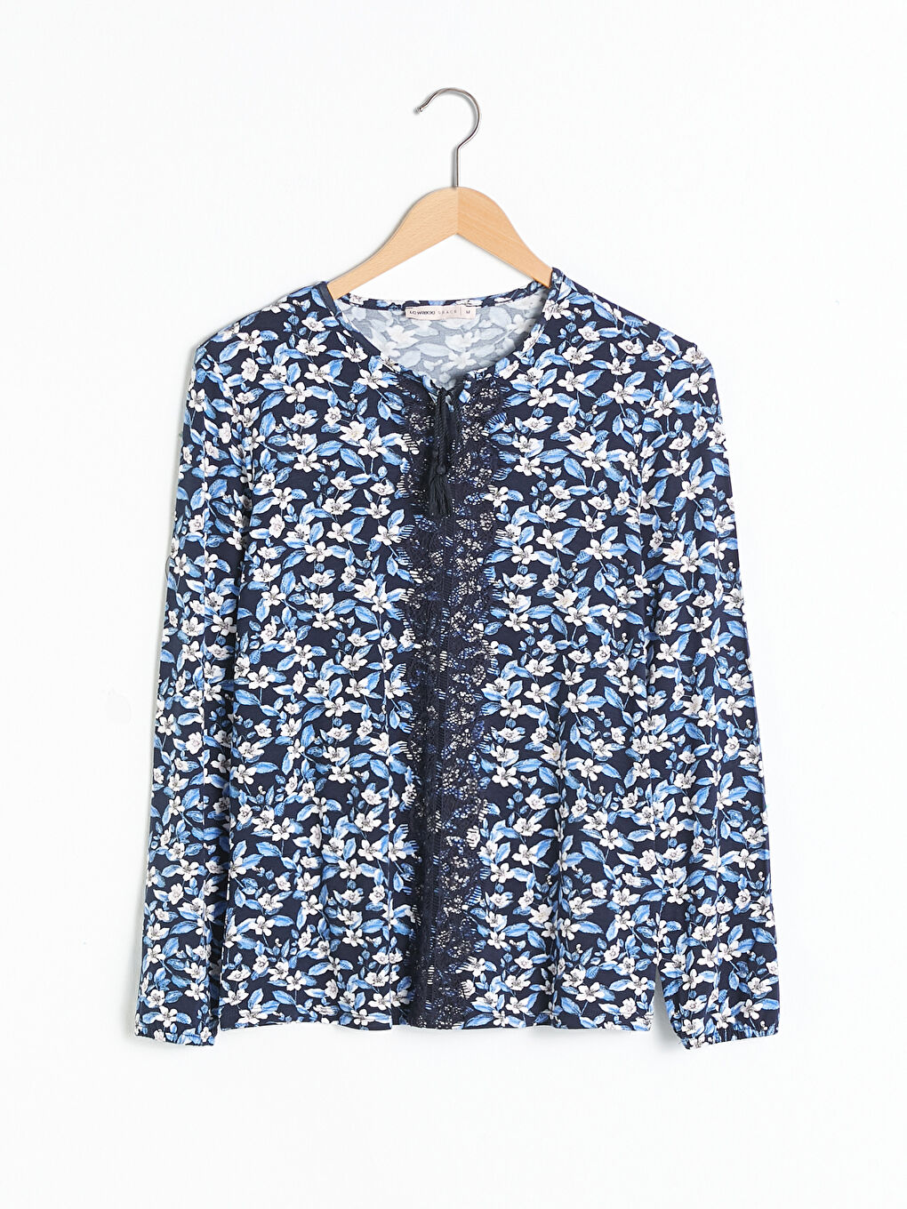 Mavi Bisiklet Yaka Nakış İşlemeli Uzun Kollu Viskon Kadın Bluz-5