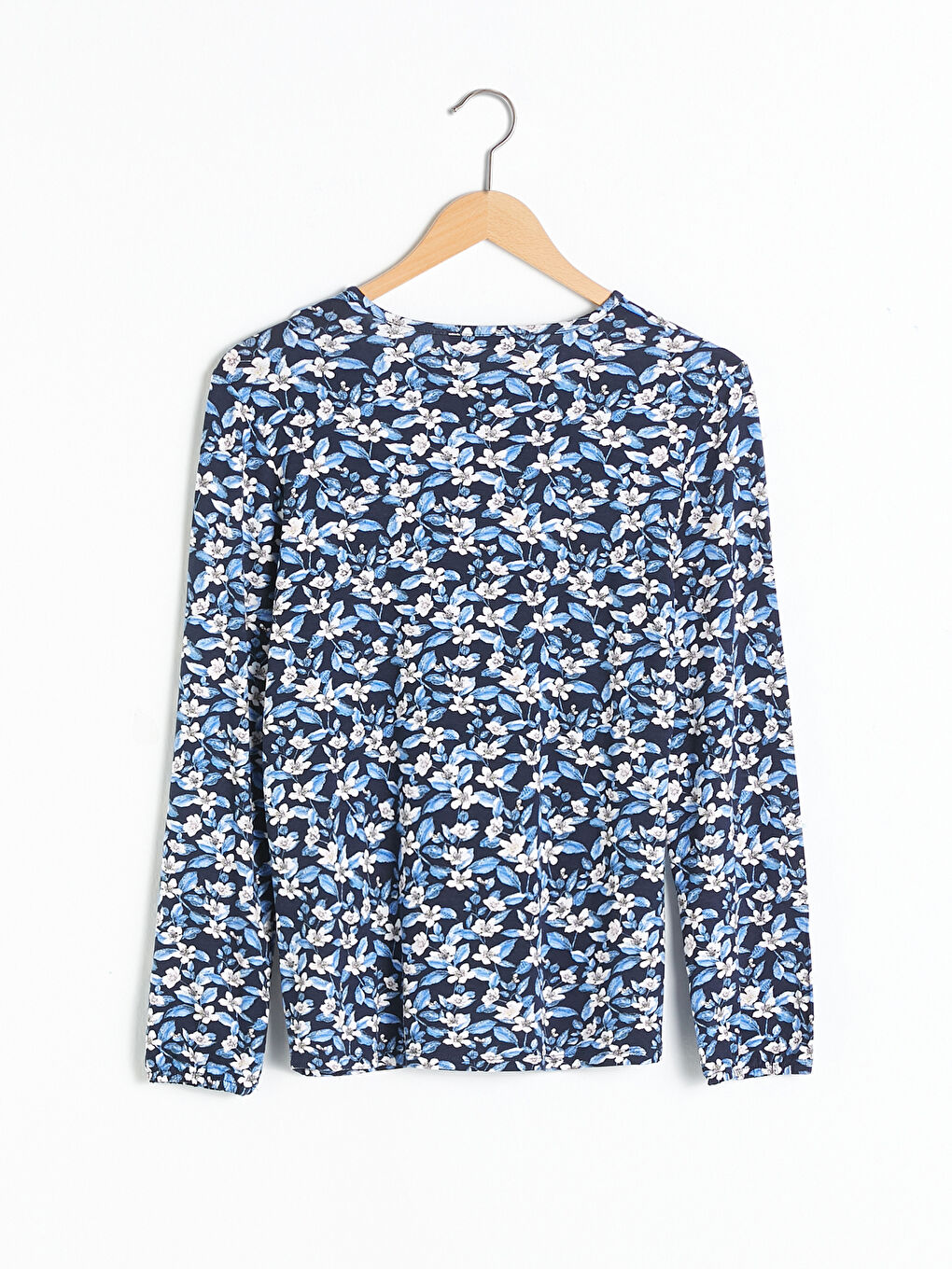 Mavi Bisiklet Yaka Nakış İşlemeli Uzun Kollu Viskon Kadın Bluz-6