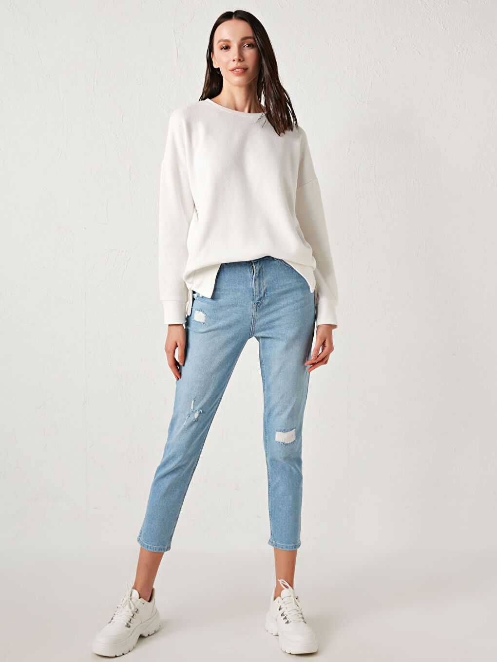 İndigo Yüksek Bel Slim Fit Kadın Rodeo Jean Pantolon-2